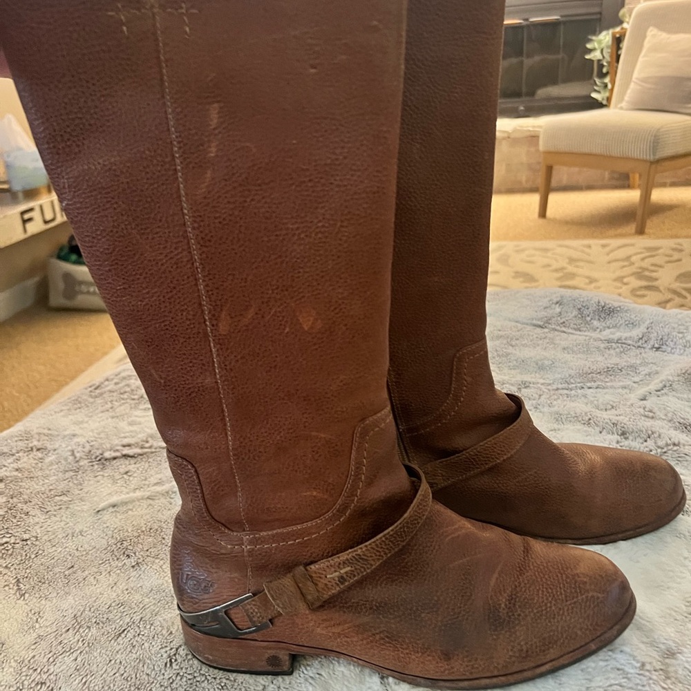 UGG leather riding boots brown